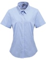 Horeca Dames Blouse Gingham Premier PR321 Light Blue-wit